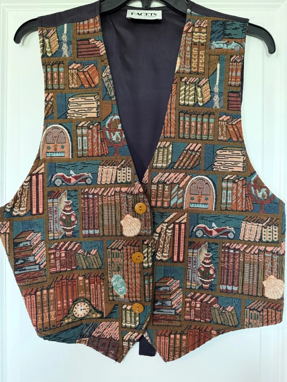 FACETS Vintage Tapestry Bookcase Vest - Picture 4 of 10